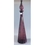 Art Glass amethyst ground mallet shaped decanter/vase with stopper. 64cm high approx. (B.P. 21% +