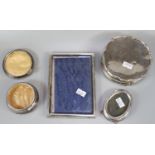 Collection of silver items to include: picture frames, dressing table jar and cover etc. (B.P. 21% +