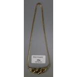 14ct gold entwined pendent on chain. 13g approx. (B.P. 21% + VAT)
