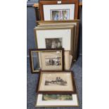 Group of assorted furnishing pictures being watercolours, etchings, Cries of London prints and
