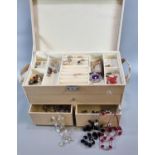 Jewellery box of assorted silver and costume jewellery; 9ct earrings etc. (B.P. 21% + VAT)