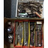 Collection of Hornby OO and O gauge tin plate items: loco and tenders, other locomotives, track