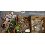 Three boxes of assorted modern ceiling lights, table lamps, desk lamp etc. (3) (B.P. 21% + VAT)
