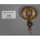 Victorian oval brooch inset with seed pearls. (B.P. 21% + VAT)