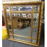 Modern gilt framed bevelled plate eleven panel mirror. 92x105cm approx. (B.P. 21% + VAT)