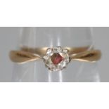 14ct gold diamond solitaire ring, size H 1/2, 1.2g approx. (B.P. 21% + VAT)