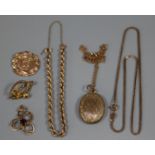 Collection of yellow metal and 9ct gold jewellery. 17.7g approx. (B.P. 21% + VAT)