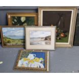 Group of assorted furnishing pictures, watercolours, oil paintings etc. Various. Framed (6) (B.P.