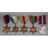 WWII medal group, to include: 1939-45 War medal, Atlantic Star, 1939-45 Star, The Pacific Star and