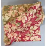 Vintage cotton handmade double sided floral patterned quilt with sewn in swirling and geometric