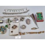 Box of assorted silver and costume jewellery. (B.P. 21% + VAT)