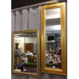 Two modern gilt framed mirrors, one mounted with light fitting. (2) (B.P. 21% + VAT)