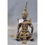 Heavy 20th century cast bronze and gilded figure of Hanuman. Thai origin. 31cm high approx. (B.P.