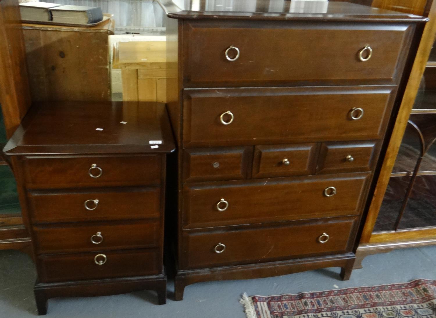 Stag bedroom chest together with another Stag four drawer bedside cabinet/chest. (2) (B.P. 21% +