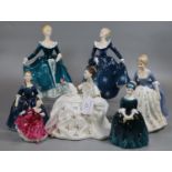 Seven Royal Doulton bone china figurines, to include: 'Debbie', 'Cherie', 'Janine' etc. (7) (B.P.