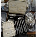 Tray of metalware to include: floral candle holder, plated milk jug and sucrier on small oval