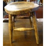 Rustic elm stool with circular moulded top. (B.P. 21% + VAT)