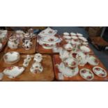 Five trays of china, mostly Royal Albert 'Old Country Roses' English bone china to include: