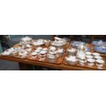 Six trays of Royal Albert English bone china 'Old Country Roses' design items to include: coffee