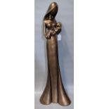 The Leonardo Collection, a bronzed figure group of stylised mother holding her child. 76cm high