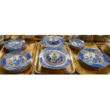 Three trays of Alfred Meakin 'Manchu' design dinnerware to include: various plates, cereal bowls and