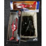 Two diecast model helicopters, 1:50 scale in original boxes together with a collection of vintage