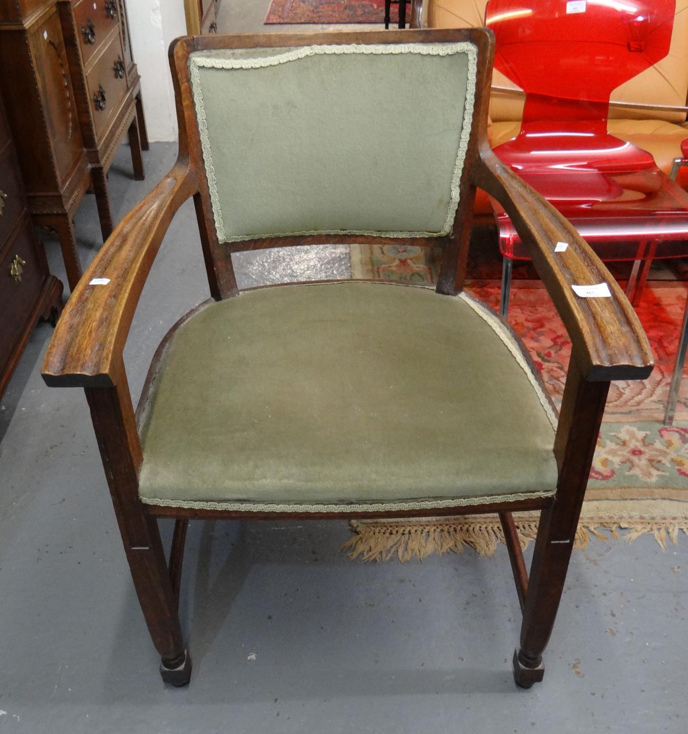 1920s oak office open armchair. (B.P. 21% + VAT)