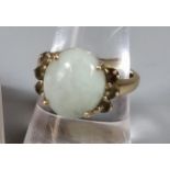 14ct gold green hardstone ring. 6.1g approx. Ring size P. (B.P. 21% + VAT)