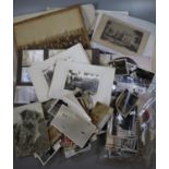 Tray of assorted ephemera and four black and white photographs, to include: Palestine 1930s/40s,