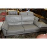 Good quality modern leather four piece suite comprising large sofa, smaller two seater sofa,