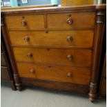 Victorian mahogany straight front chest of two short and three long drawers flanked by moulded