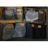 Two boxes of vintage denim Levi Strauss & Co jeans in various sizes and colours. (2) (B.P. 21% +