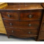 19th century mahogany bow front chest of two short and two long drawers on bracket feet.