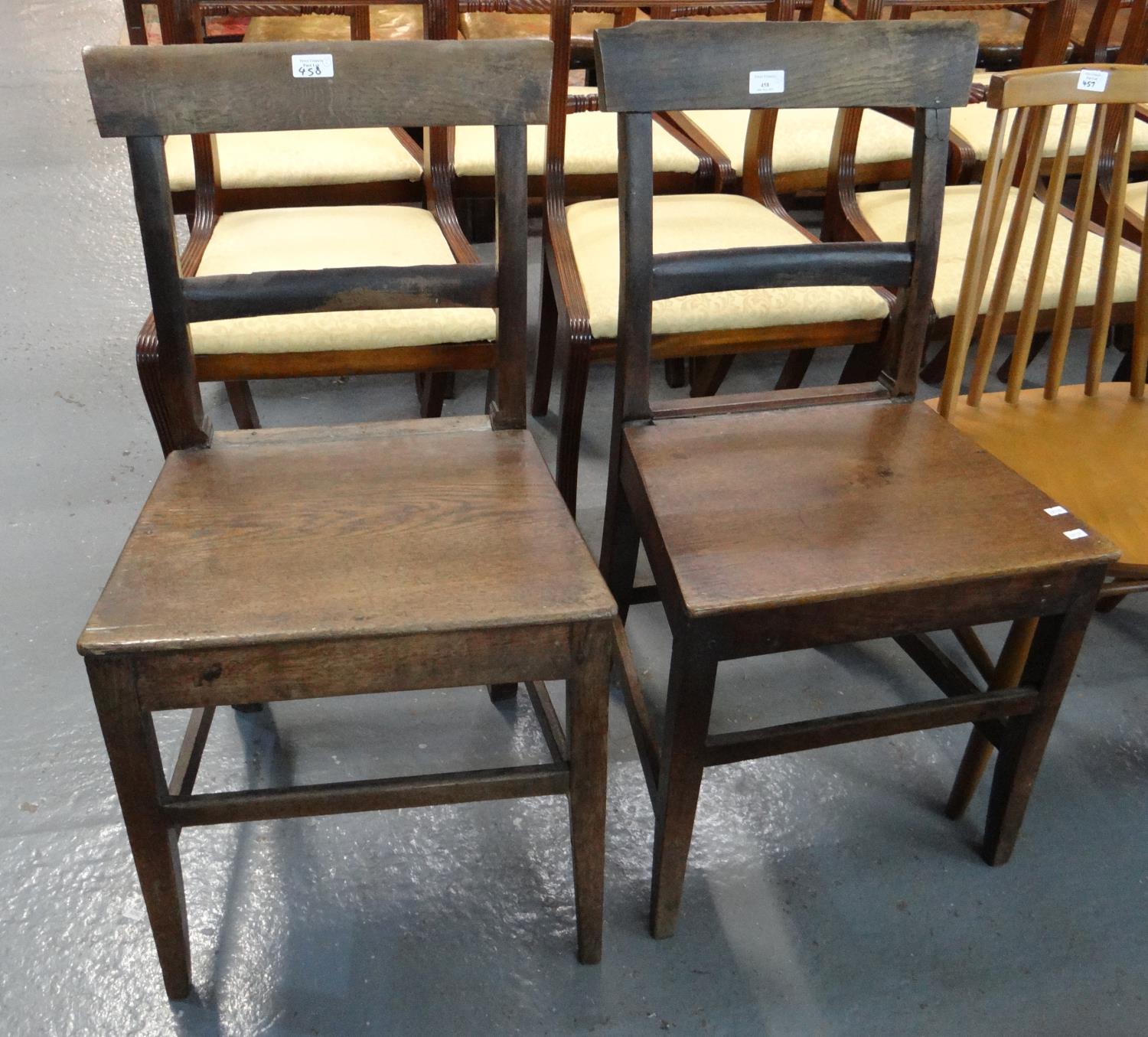 Two similar 19th century oak farmhouse bar back kitchen chairs. (2) (B.P. 21% + VAT)