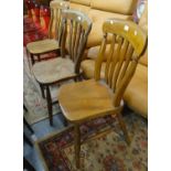 Set of three late 19th early 20th century elm slat back farmhouse kitchen chairs. (3) (B.P. 21% +