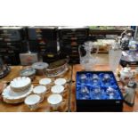 Four trays of mixed items to include; a tray of Royal Vale English bone china teaware (seconds), two