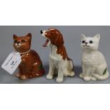 Two Beswick seated kittens together with a Beswick seated study of a Beagle. (3) (B.P. 21% + VAT)