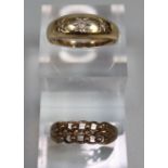 9ct gold three stone diamond ring together with a silver gilt ring. 4.6g approx. (B.P. 21% + VAT)