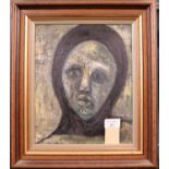 C P Evans (Welsh 20th century), 'Sorrow', a portrait study, inscribed and titled verso. Oils on