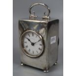 Early 20th century silver cased carriage clock, the face marked Rob Jones? with back winding