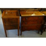 19th century mahogany night commode together with a mid century oak three drawer chest. (2) (B.P.