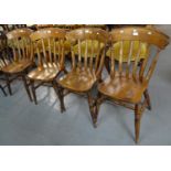 Set of four 20th century slat back farmhouse style kitchen chairs. (4) (B.P. 21% + VAT)