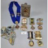 Collection of RAOB medals, to include: hip flask 1925 Scarborough Convention Delegate medal. (B.P.