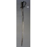 19th/early 20th century court sword/ military dress sabre, having engraved hilt with wire bound grip