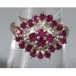 9ct gold pink stone diamond ring. 4.1g approx. Ring size K 1/2. (B.P. 21% + VAT)