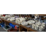 Seven trays of Johnson Bros 'Table Plus' dinnerware to include; various plates, casseroles, lidded