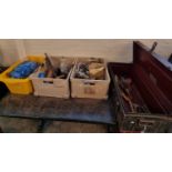 Three boxes of assorted tools together with a tin box of various tools. (4) (B.P. 21% + VAT)