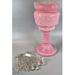 Victorian pink opaline glass vase lustre. (B.P. 21% + VAT)