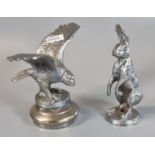 Two vintage chrome plated car mascots of an Eagle and Hare. (2) (B.P. 21% + VAT)