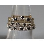 9ct gold nine stone dress ring together with two other. 4g approx. (B.P. 21% + VAT)